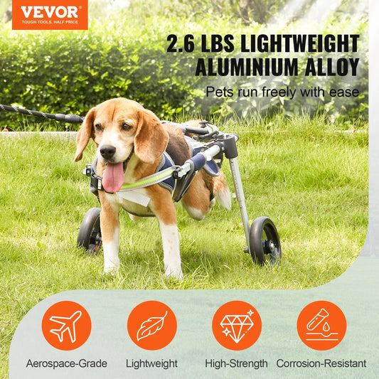 THRIXINE adjustable dog wheelchair for small pets, lightweight aluminum alloy design for easy mobility