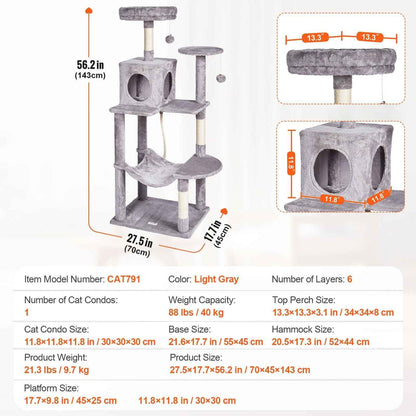 Purrfect Pet Kingdom Cat Tree with Condos and Scratching Posts Purrfect Pet Kingdom