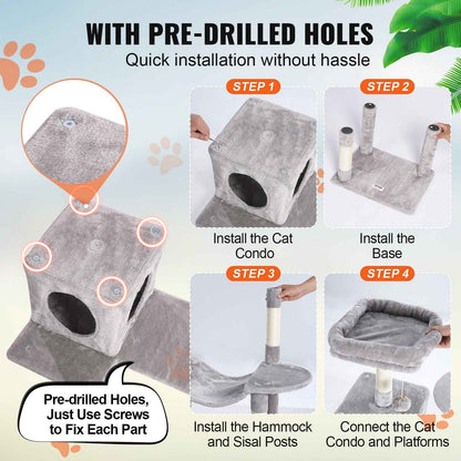 Purrfect Pet Kingdom Cat Tree with Condos and Scratching Posts Purrfect Pet Kingdom