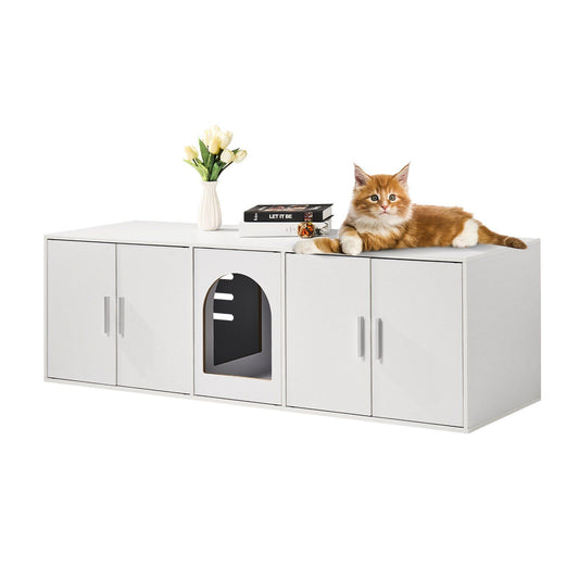 Purrfect Pet Kingdom Hidden Cat Litter Box Enclosure 57.9 in Particle Board Purrfect Pet Kingdom