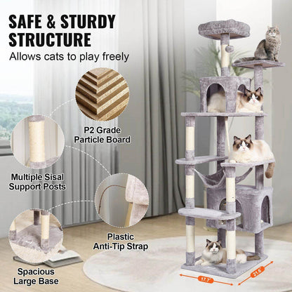 Purrfect Pet Kingdom Multi-Level Cat Tree Tower with Plush Beds Purrfect Pet Kingdom