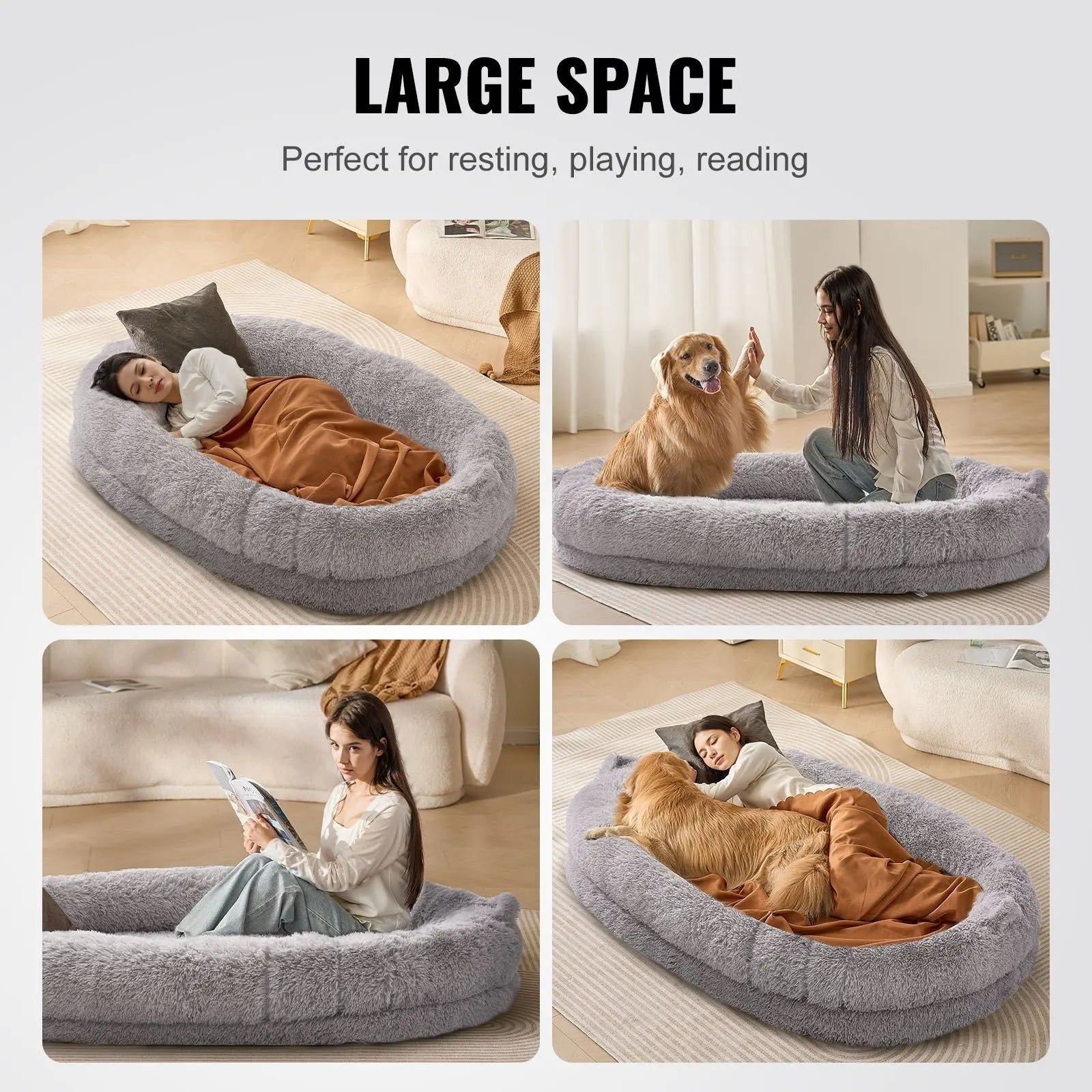 Purrfect Pet Kingdom Oversized Pet Bed for Humans - Plush Noble Dog Bed Purrfect Pet Kingdom