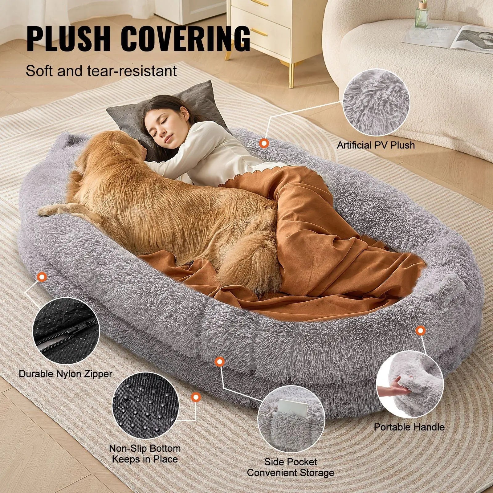 Purrfect Pet Kingdom Oversized Pet Bed for Humans - Plush Noble Dog Bed Purrfect Pet Kingdom