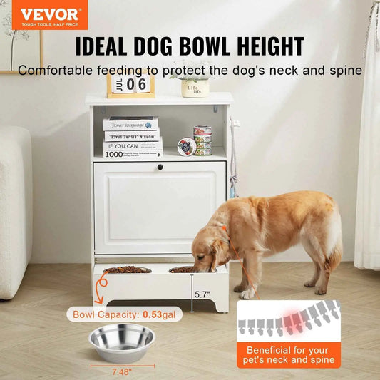 Purrfect Pet Kingdom Pet Food Bowl Stand with Hidden Compartment Purrfect Pet Kingdom