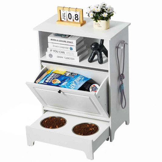 Purrfect Pet Kingdom Pet Food Bowl Stand with Hidden Compartment Default Purrfect Pet Kingdom