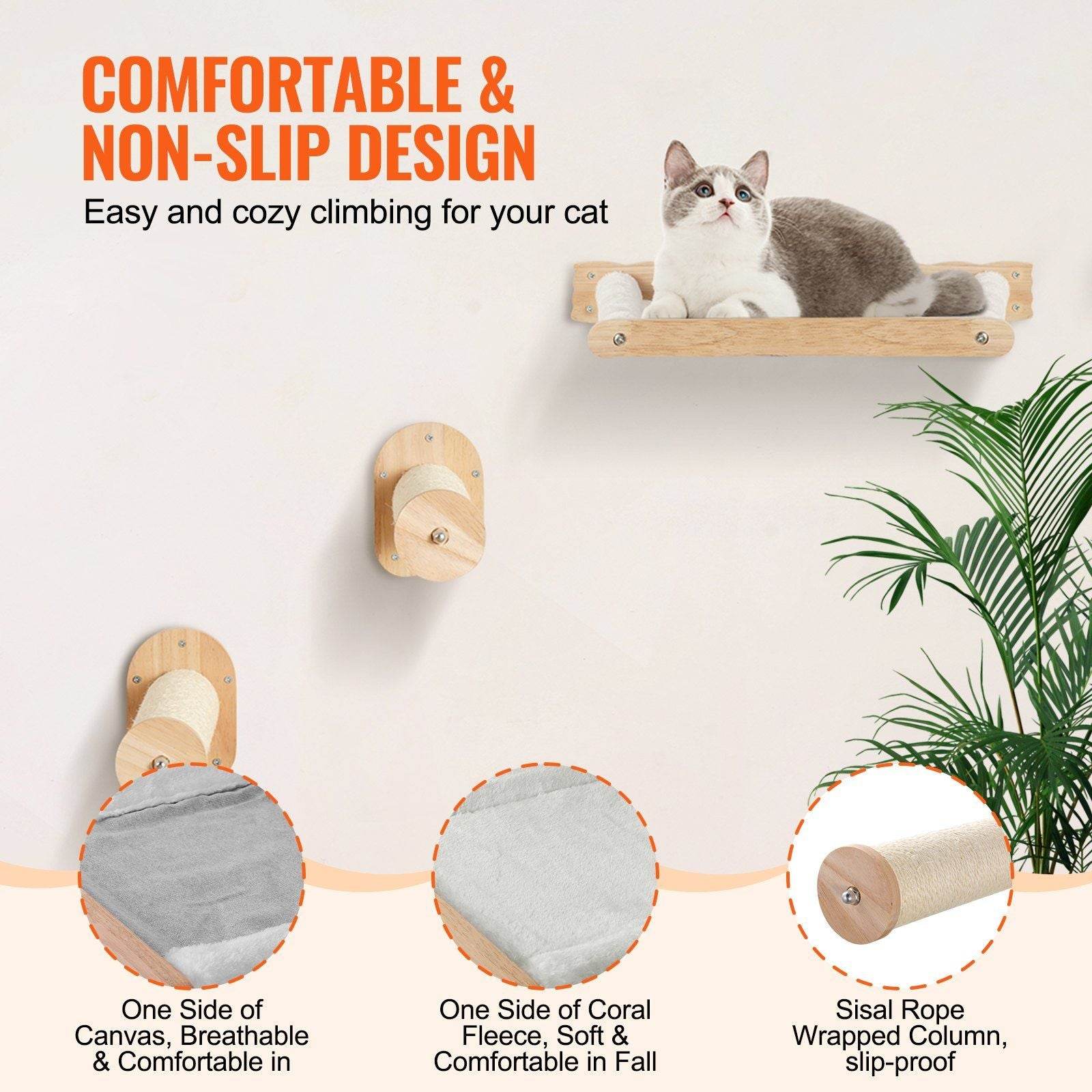 Cat lounging on stylish cat shelves for small spaces by Purrfect Pet Kingdom with non-slip comfortable design