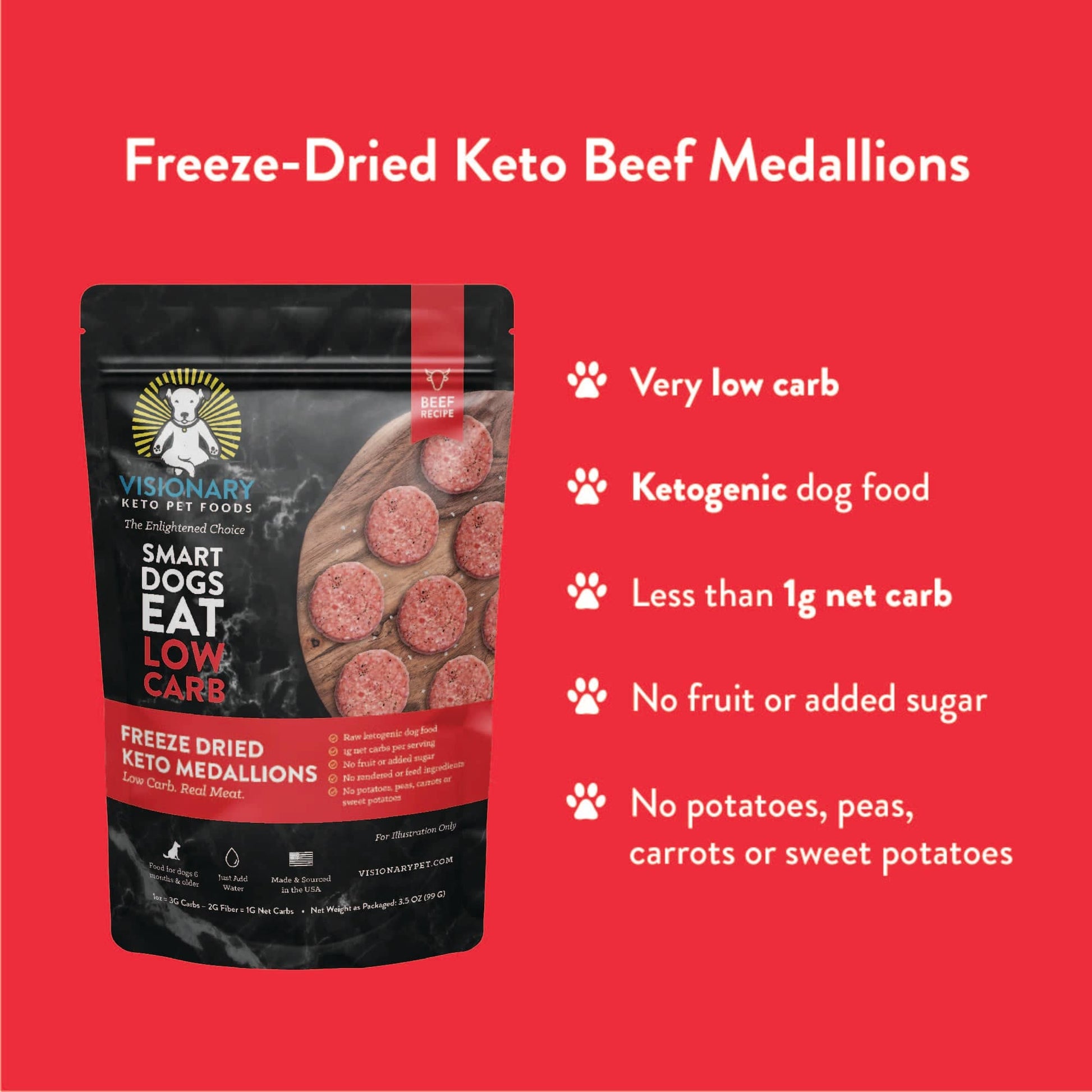 Freeze Dried Food | Beef Recipe | 25oz Bag - Dog Food - Visionary Pet Foods