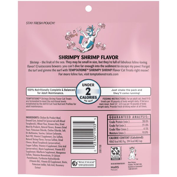 Temptations Mega Shrimpy Shrimp Flavor Cat Treat - Temptations Cat Treats - The Family Pet