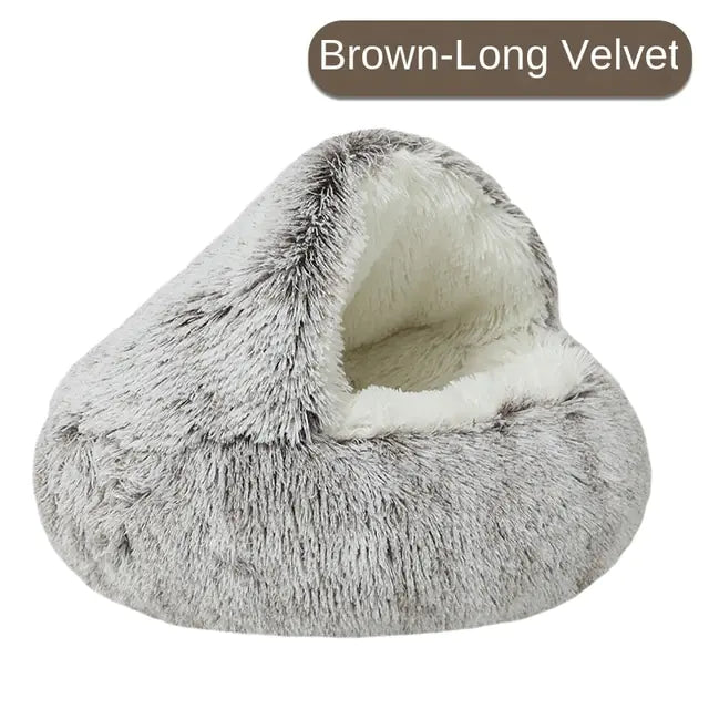 Plush Pet Bed - Mimarta - Brown - Long Velvet - Diameter 60cm - 1216342_IPMPTS7