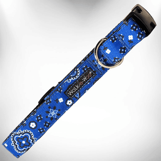 Purrfect Pet Kingdom Stylish Dog Bandanas Leash Blue M 1" Width Fits 12-18" Neck-1 Blue Purrfect Pet Kingdom