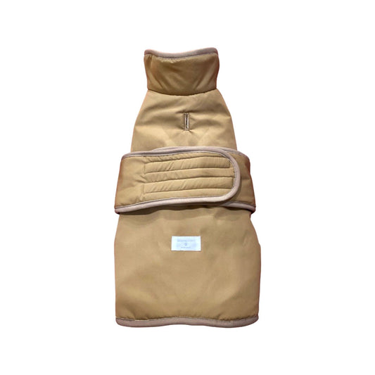BESPOKE PAWS warm dog coat for small dogs in tan color with comfortable padding