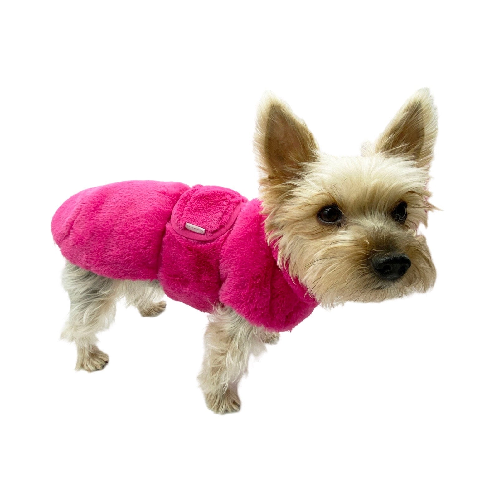 Pink warm dog winter vest from Bespoke Paws for small breeds, perfect for cold weather comfort