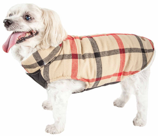Purrfect Pet Kingdom Warm Winter Dog Jackets Plaid Coat X-Small Khaki Purrfect Pet Kingdom