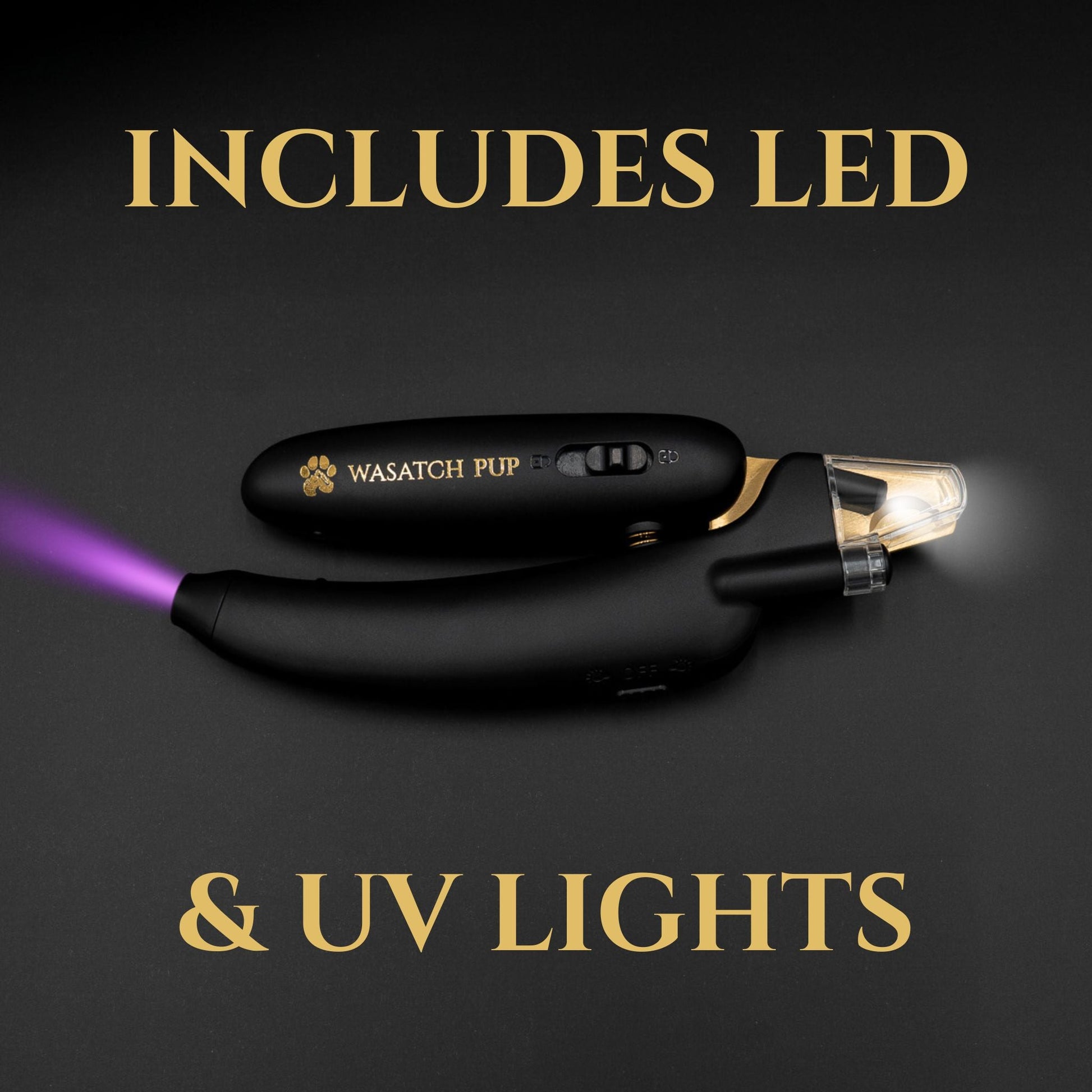 Wasatch Pup 3 in 1 pet nail clippers with LED and UV lights for easy grooming and safety