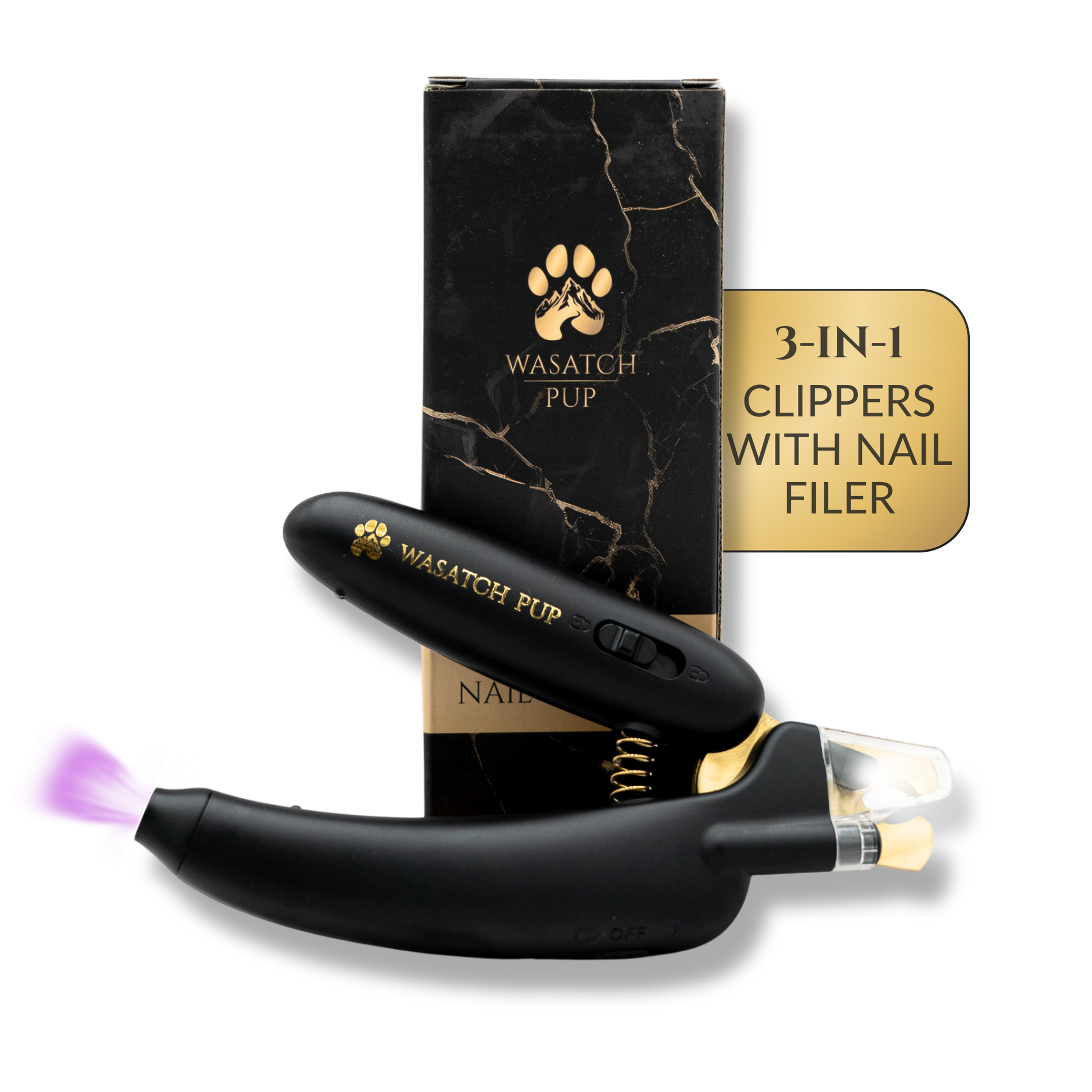 Wasatch Pup 3 in 1 pet nail clippers with built-in nail filer for easy pet grooming