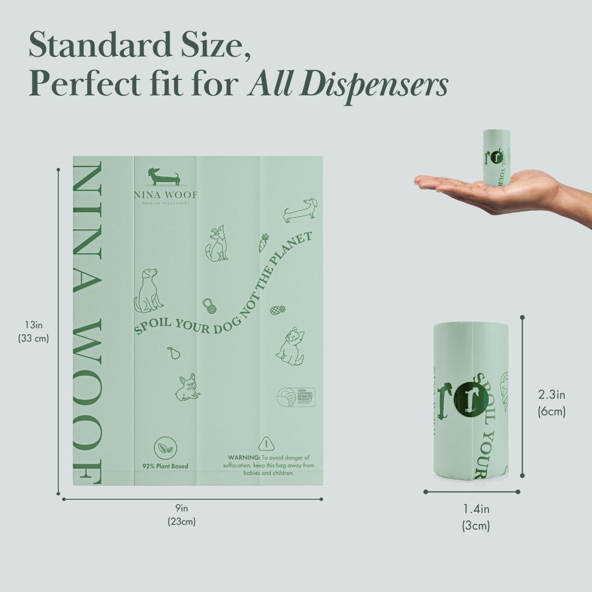 Poop Bags - Plant-Based Eco-Friendly Leak-Proof Waste Bags