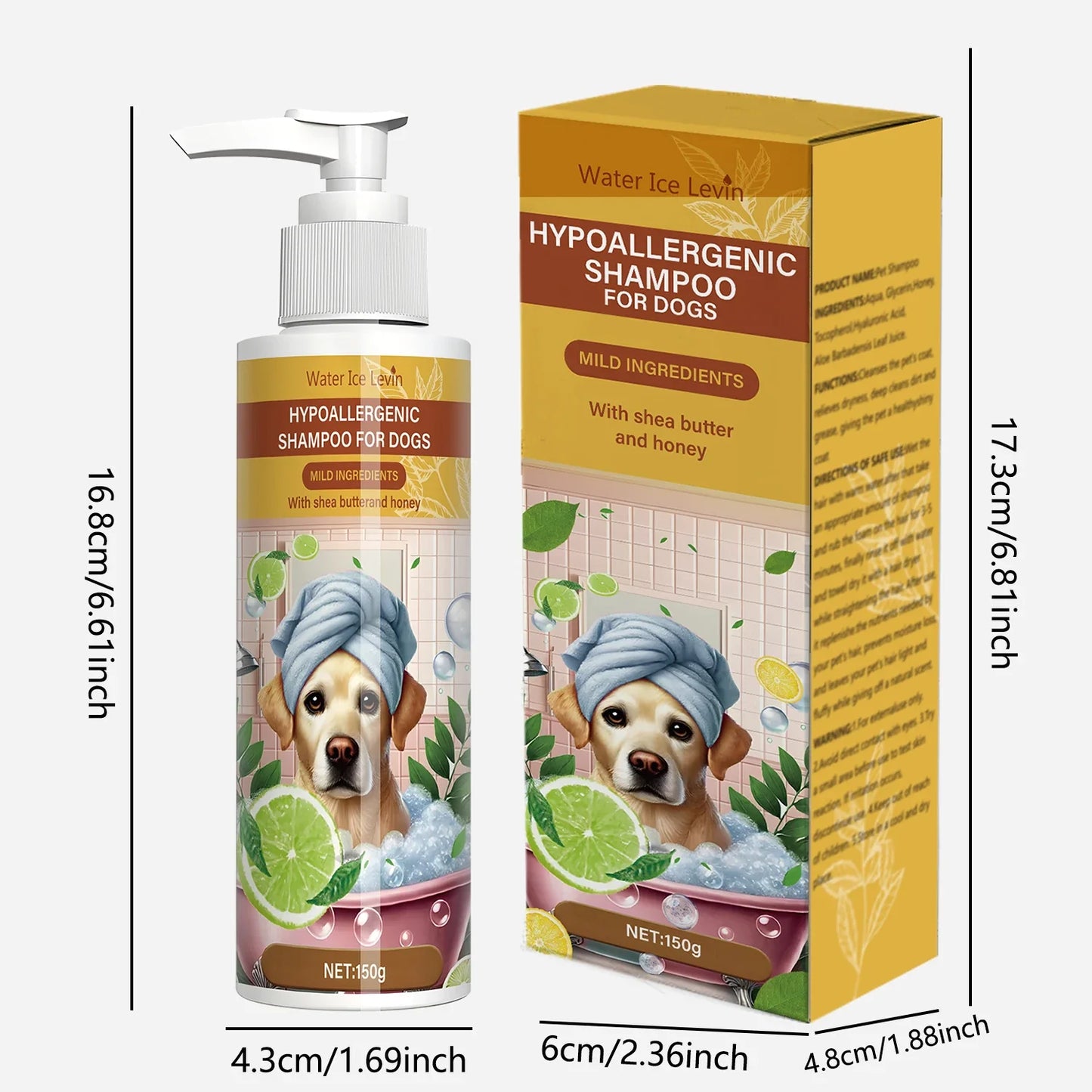 Neutral scent pet shampoo for sensitive skin with shea butter and honey for dogs