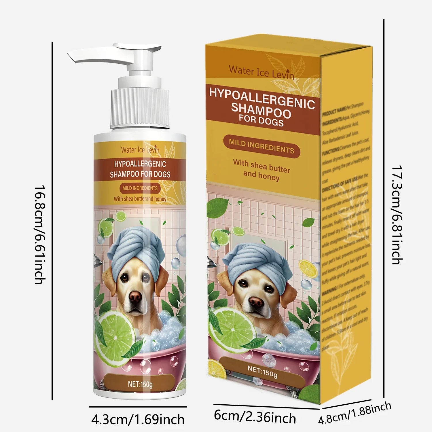 Neutral scent pet shampoo for sensitive skin with shea butter and honey for dogs