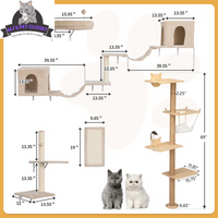Elevate Your Cat's Playtime with the Darkiel 7-Piece Wall-Mounted Climbing Tower