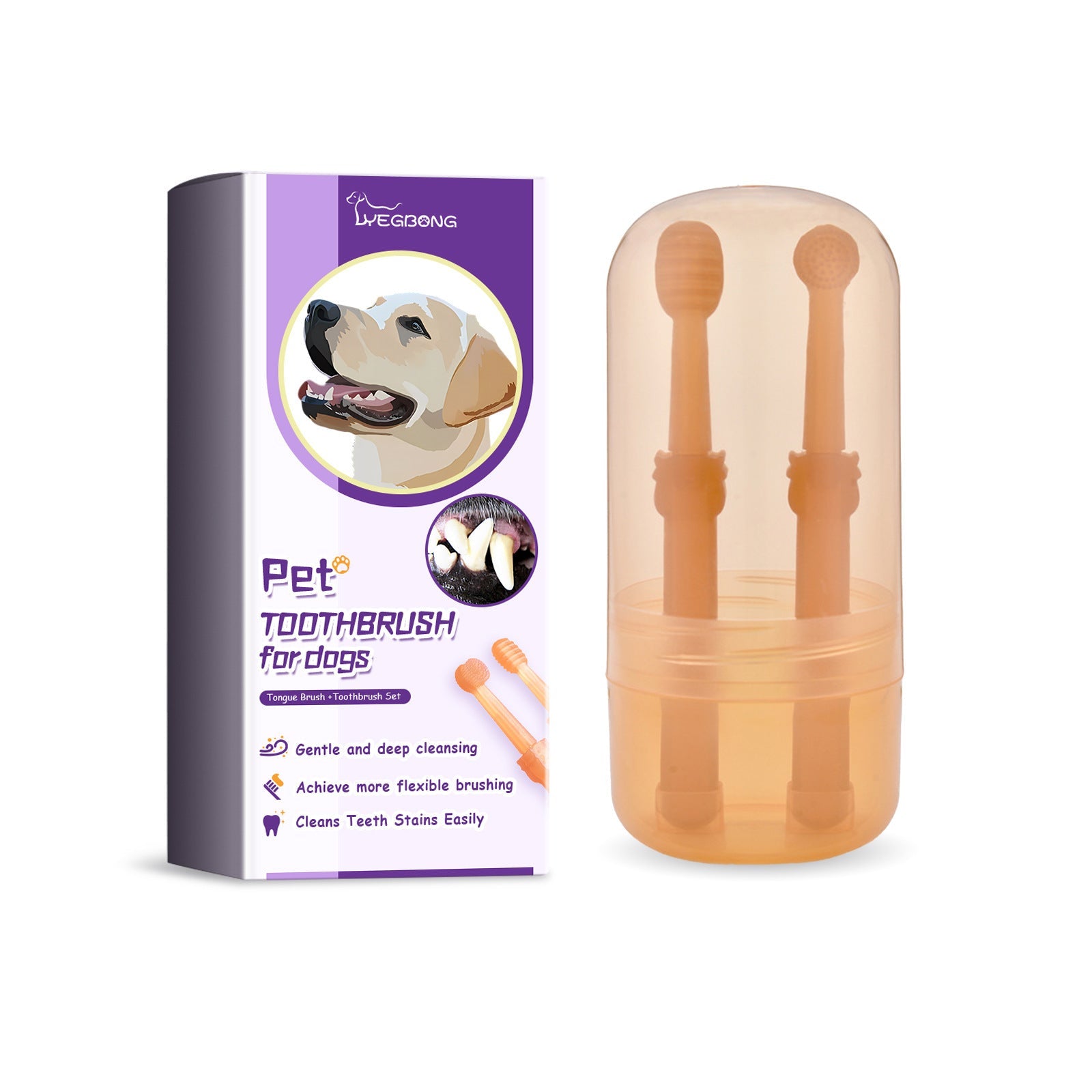 V.I.P Digital Presence Pet Toothbrush for dogs, ideal for dog dental hygiene brush with flexible bristles