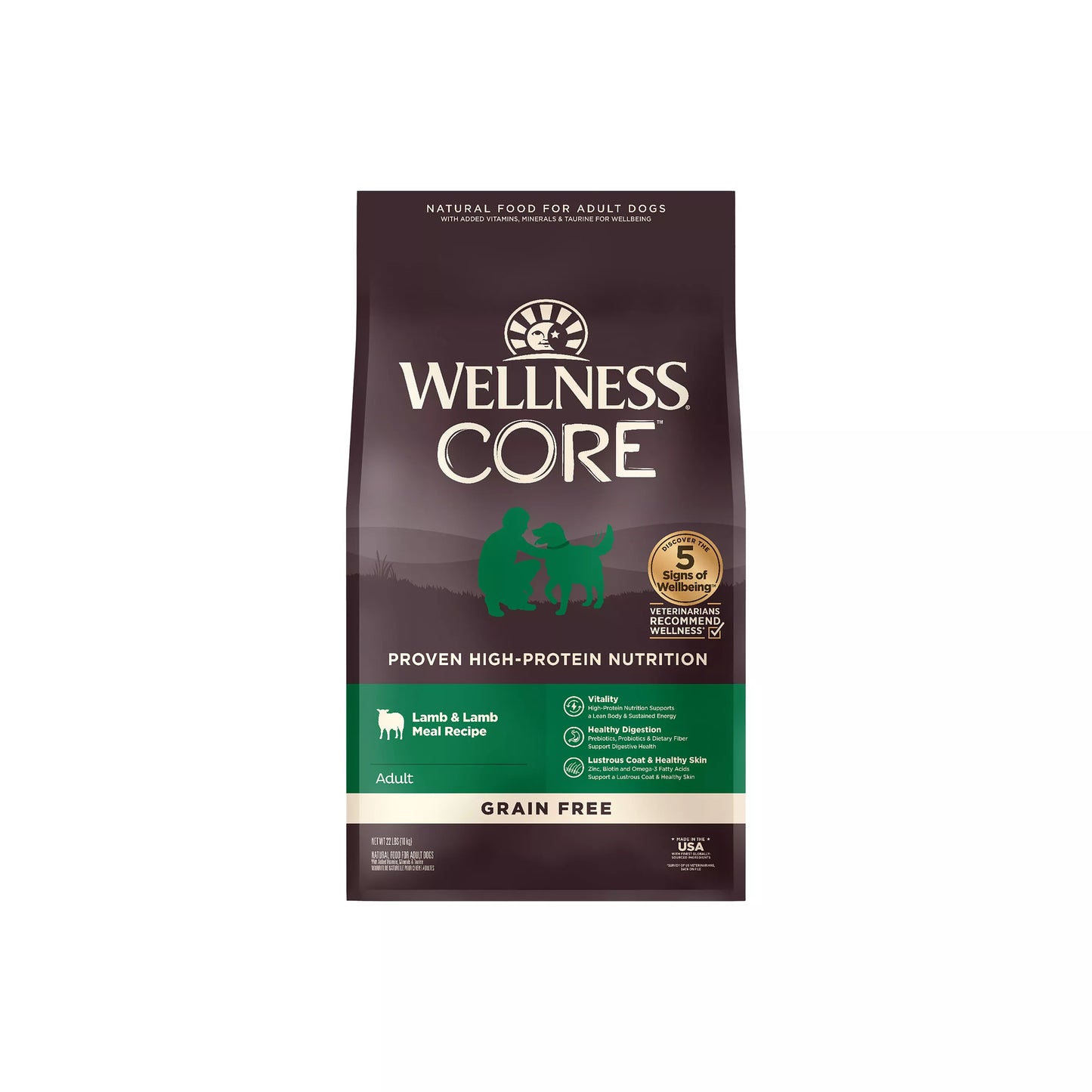 Wellness Core Grain Free Lamb Dog Food for Adult Dogs with High-Protein Nutrition