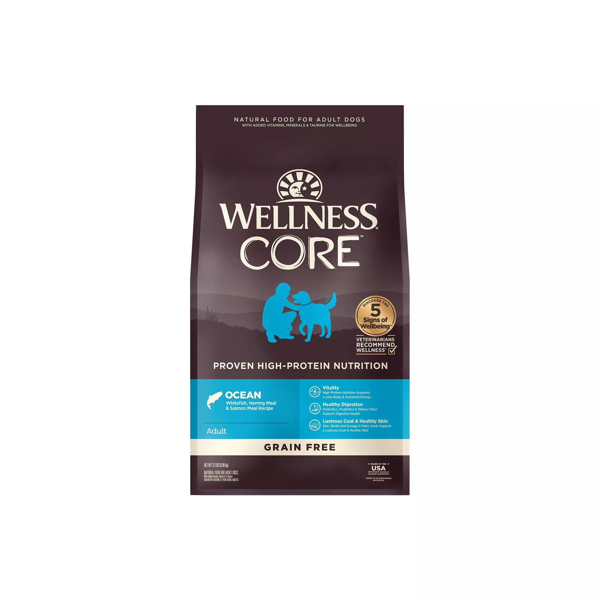 Wellness CORE Grain Free Ocean Fish Dog Food for Adults with High-Protein Nutrition