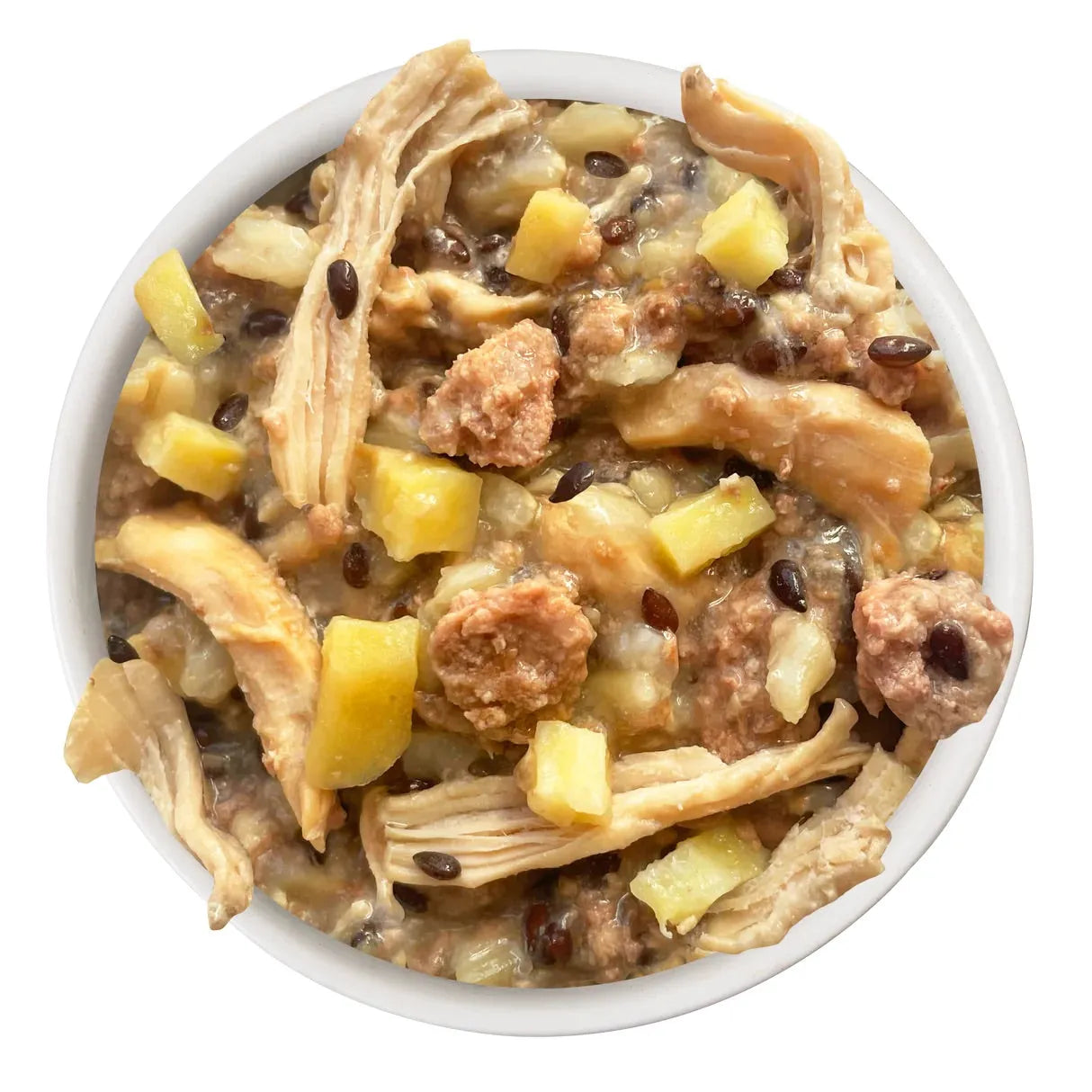 Weruva Dog Shiny Chicken by The Family Pet, 6oz can, featuring a colorful label and showcasing premium dog food.