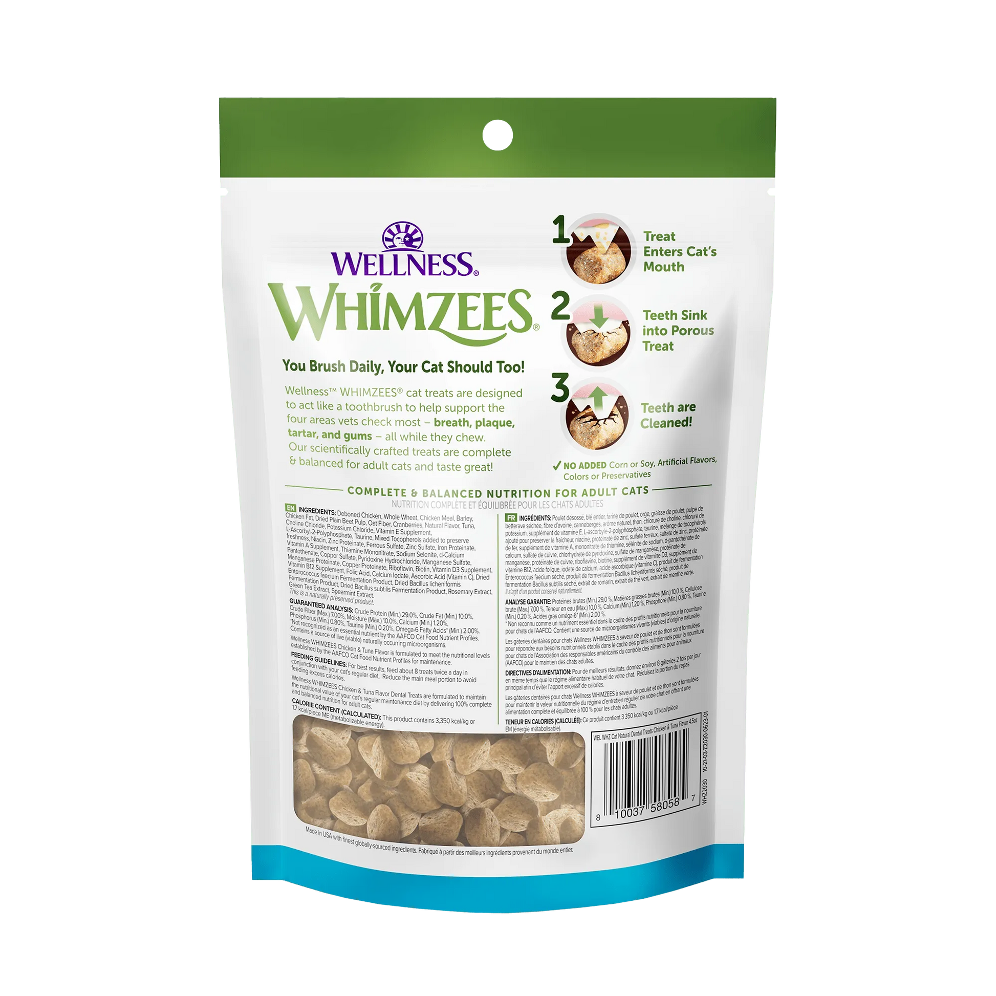 Whimzee Cat Chicken and Tuna Dental Treats by Purrfect Pet Kingdom, 2oz package, featuring a colorful design ideal for cat...