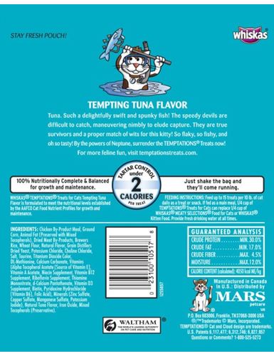 Temptations tuna cat treats by The Family Pet in a fresh pouch, perfect for enticing your kitty