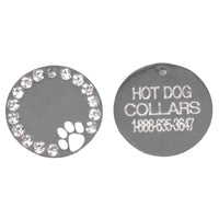 Pawprint and Crystal Engraved Dog ID Tag