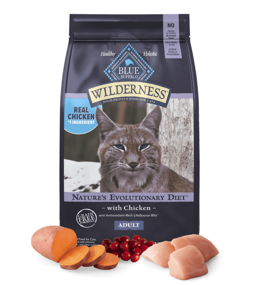 Blue Buffalo Wilderness Adult Chicken Recipe Dry Cat Food (12lb) - Blue Buffalo Dry Cat Food - The Family Pet