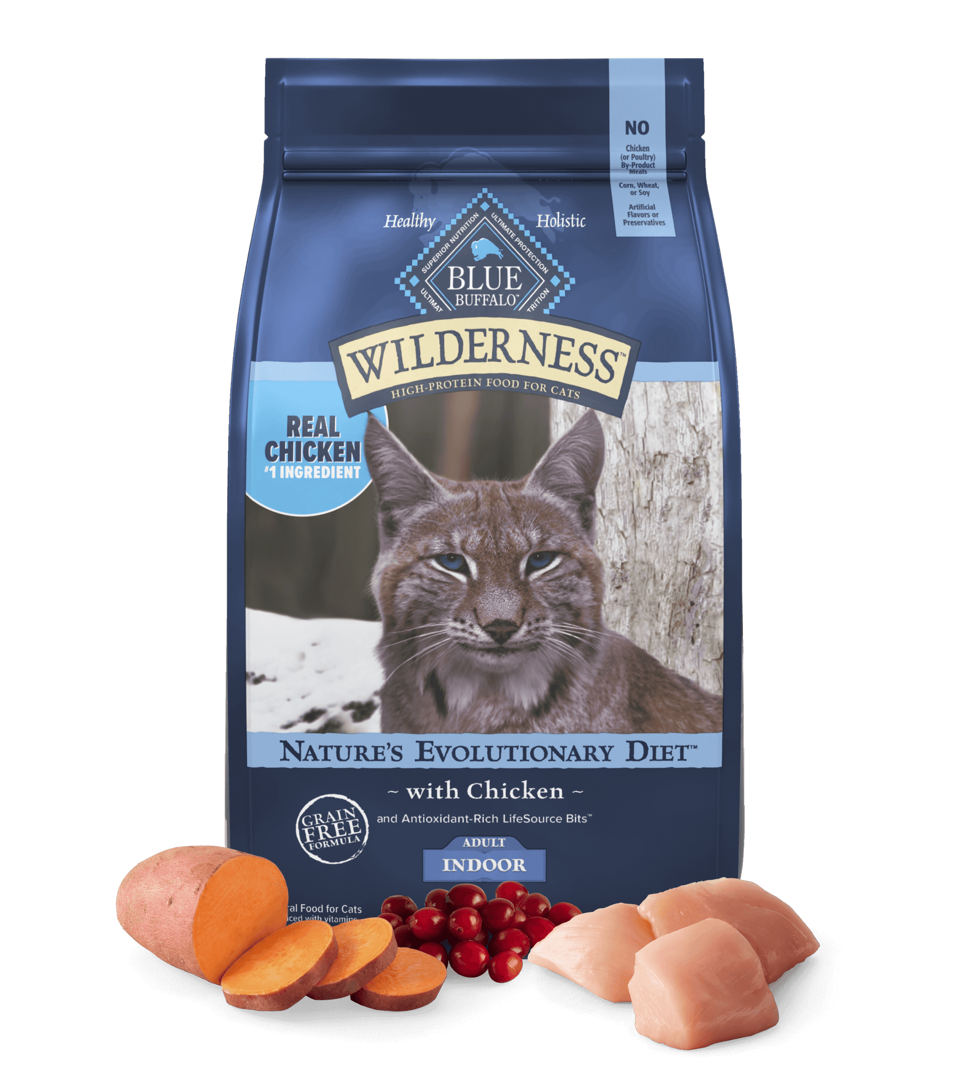 Blue Buffalo Wilderness Adult Cat Indoor Chicken Recipe Grain - Free Dry Cat Food - Blue Buffalo Dry Cat Food - The Family Pet