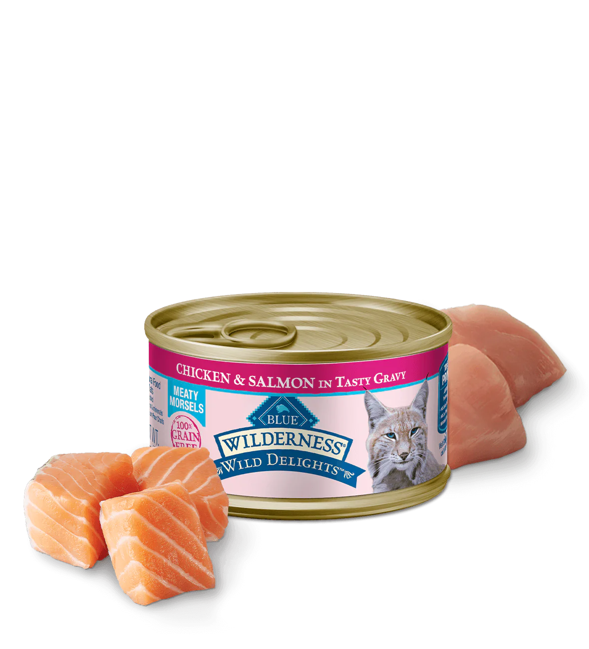 Blue Buffalo Wilderness Wild Delights Adult Chicken and Salmon Entree Wet Cat Can (3oz) - Wet Cat Food - The Family Pet