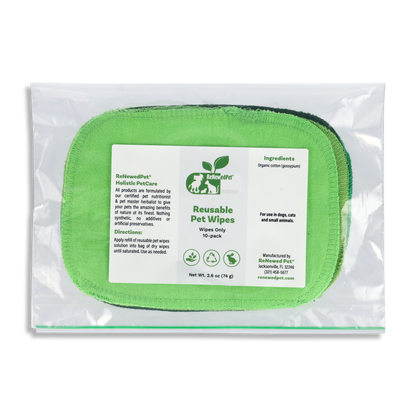 4 - ALL PETS REUSABLE PET WIPES *Wipes ONLY* - Pet Grooming - ReNewedPet - 10 WIPES - sku - 31575682580516