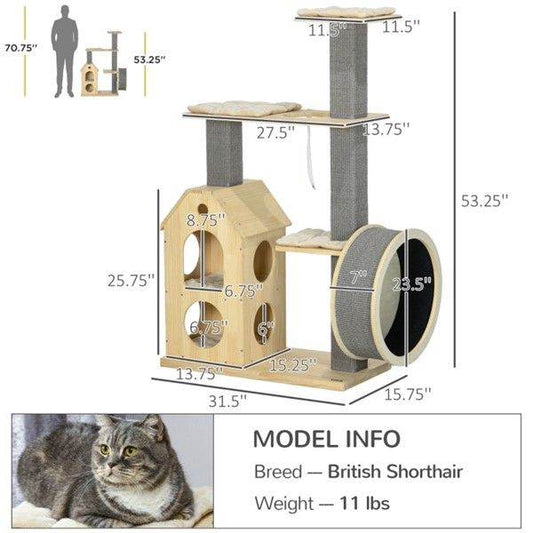 Purrfect Pet Kingdom Wooden Cat Tower Furniture Purrfect Pet Kingdom