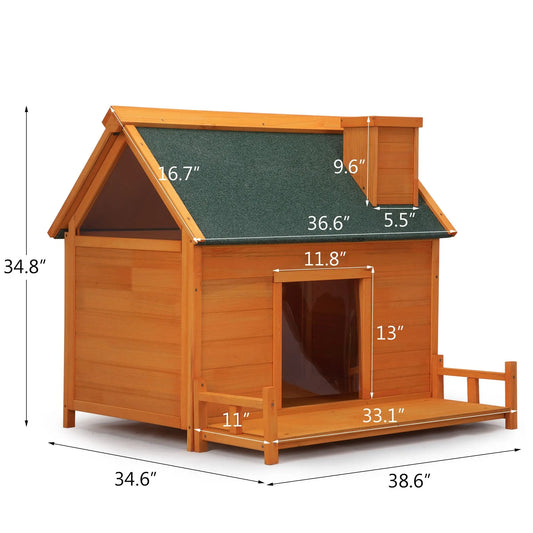 Purrfect Pet Kingdom Wooden Dog House with Platform Purrfect Pet Kingdom