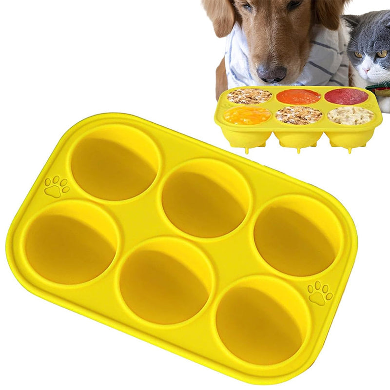 Yellow silicone molds for dog treats designed for Woof & Power Chewer compatible molds