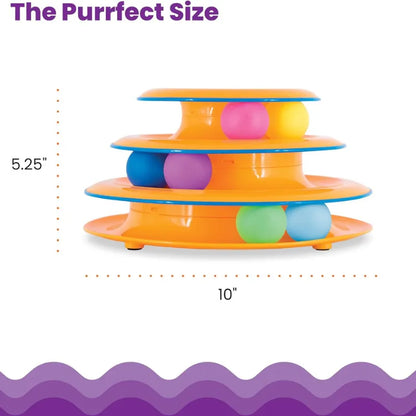 WTN Essentials - 3-Tier Cat Track Toy Interactive Spinning Ball Tower Fun - Cat Toys