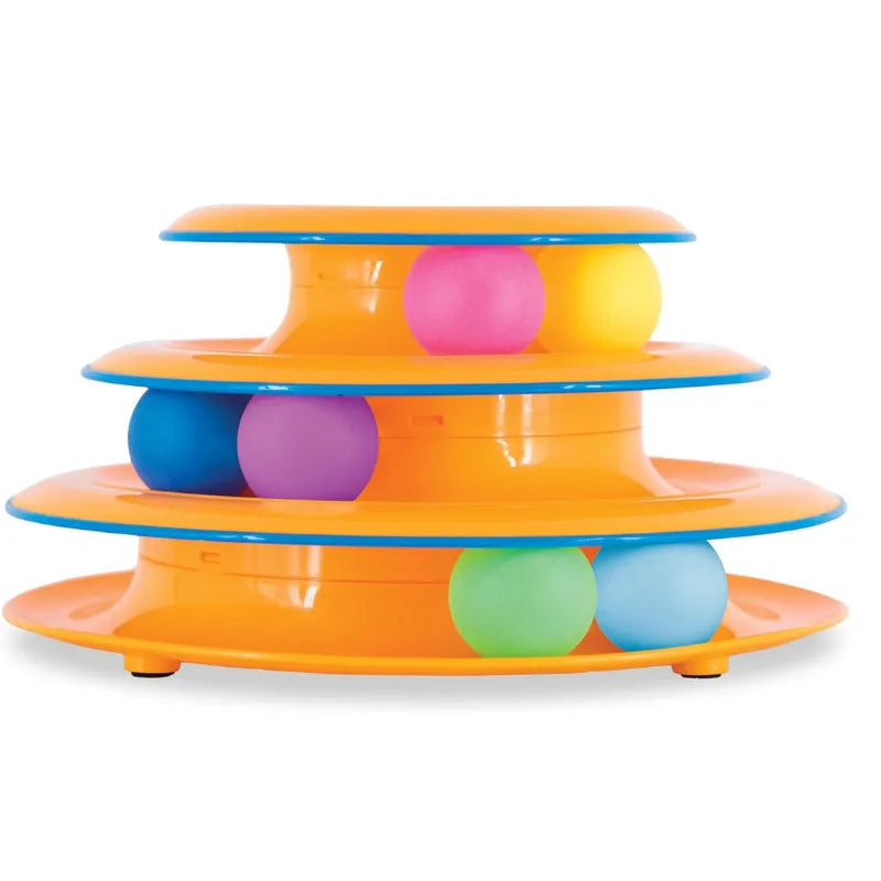 WTN Essentials - 3-Tier Cat Track Toy Interactive Spinning Ball Tower Fun - Cat Toys