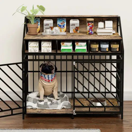 Rustic Retreat Dog Crate w/ Storage - Ameraeon