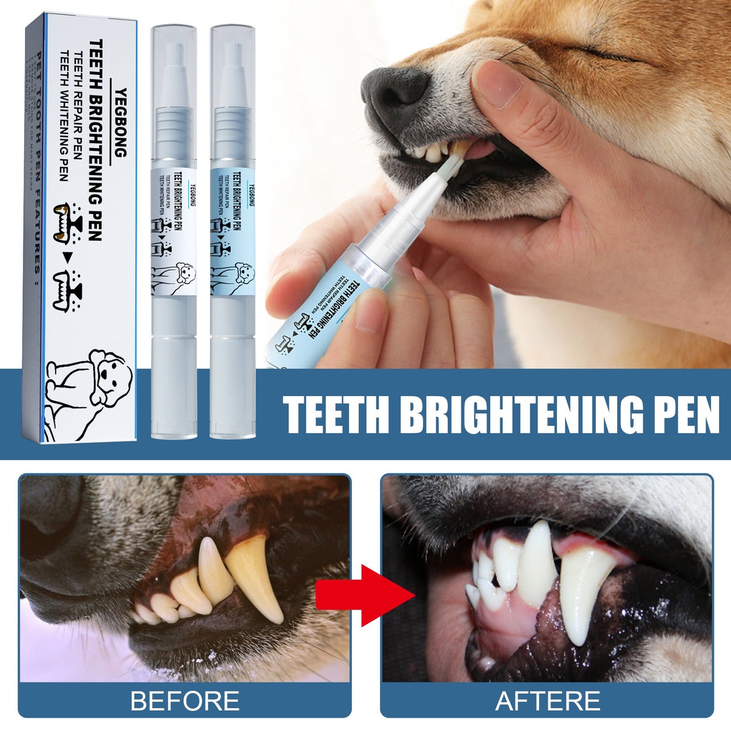 V.I.P Digital Presence cat dental care tool teeth brightening pen with before and after images