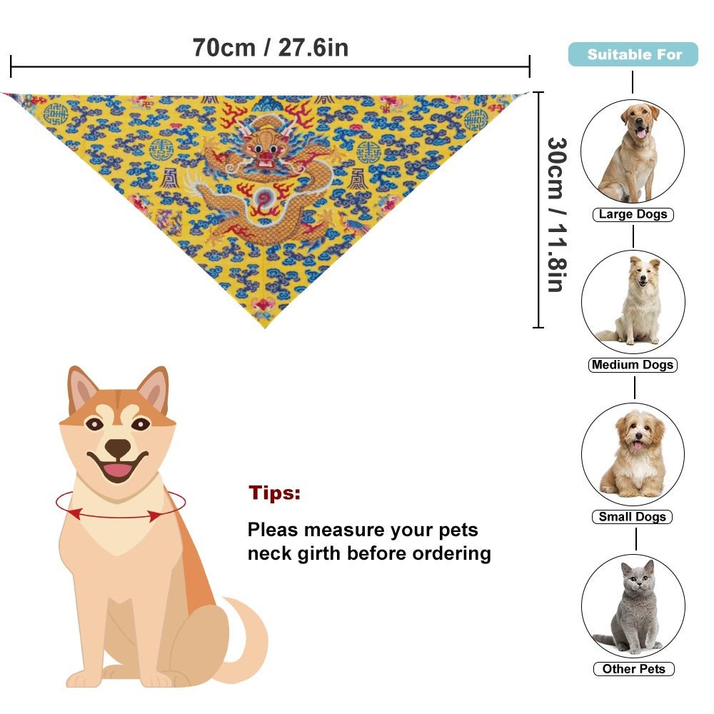 Pet Supply Yellow Qing Dynasty Dragon Scarf for Daily Use - lifestyle product image for pet supply