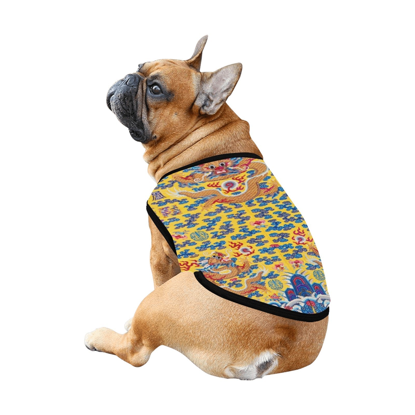 Pet Supply Yellow Qing Dynasty Dragon Tank Top for Daily Use - close up product image for pet supply