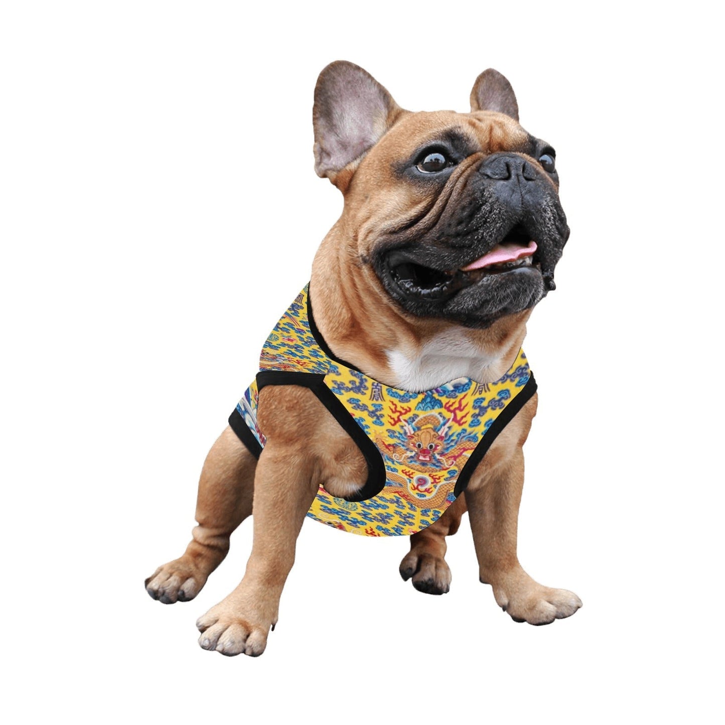 Pet Supply Yellow Qing Dynasty Dragon Tank Top for Daily Use - size and texture image for pet supply