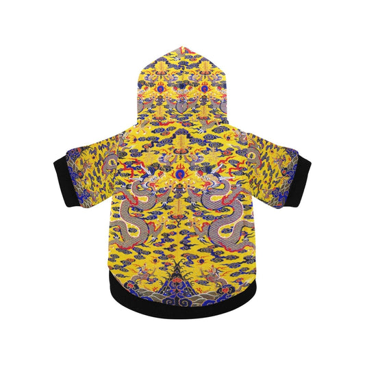 Pet Apparel Yellow Imperial Dragon Button Hoodie for Comfort - main product image for pet apparel