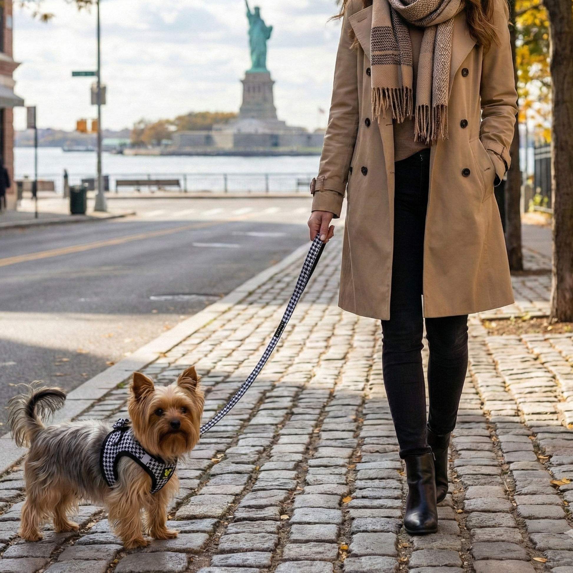 Dog Leash EcoBark Houndstooth Leash- Padded Comfort Grip - size and texture image for dog leash